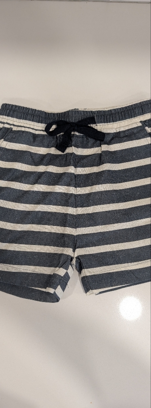 Striped Drawstring Shorts in Navy and Cream Mebie Baby 3t